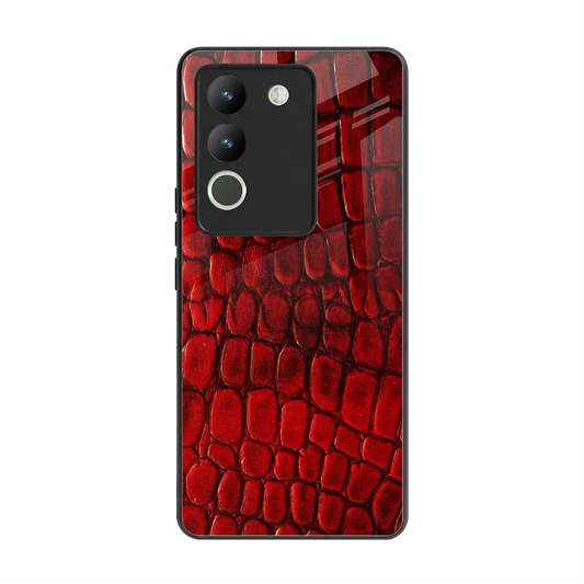 Croco Red back phone cover | glass case for vivo y200 5g