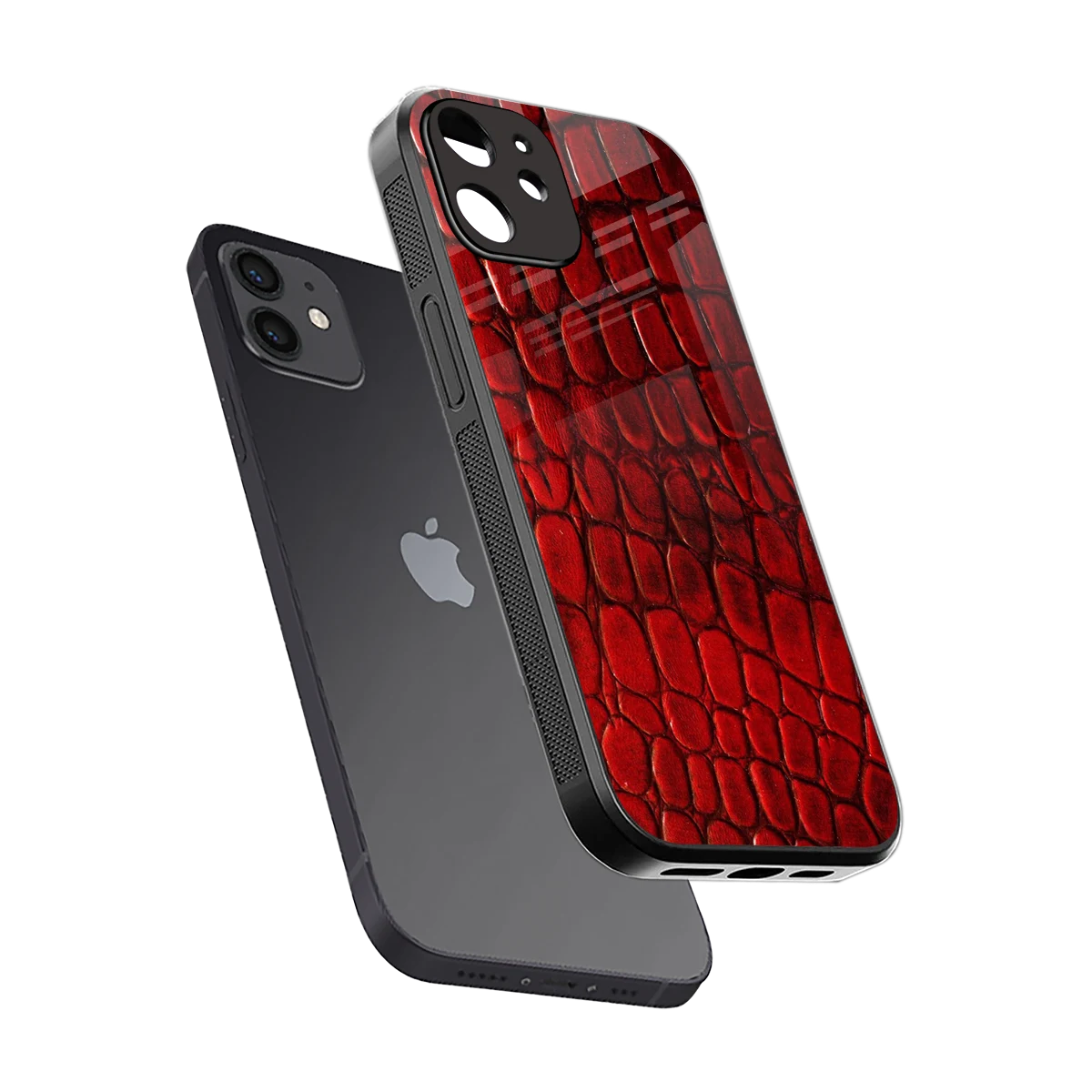 Croco Red sleek iphone 11 cover with tempered glass back and TPU edges