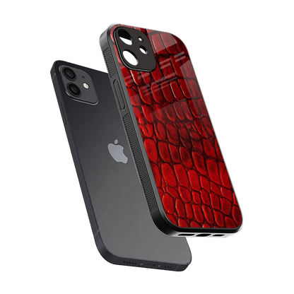 Croco Red sleek iphone 11 cover with tempered glass back and TPU edges