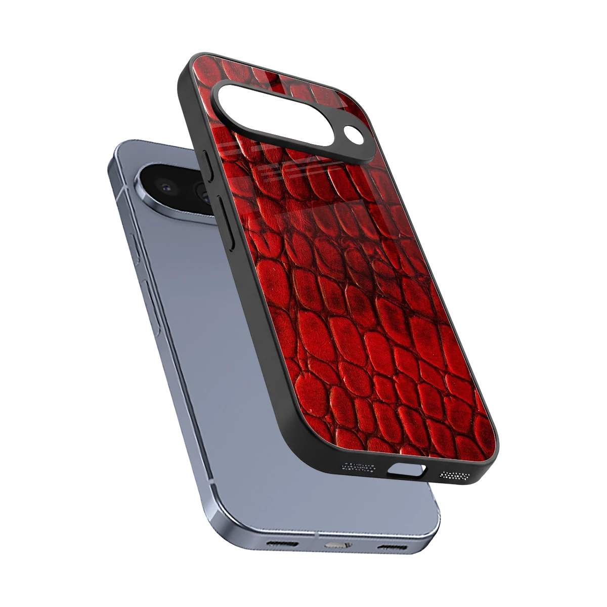 Croco Red sleek google pixel 10 cover with tempered glass back and TPU edges