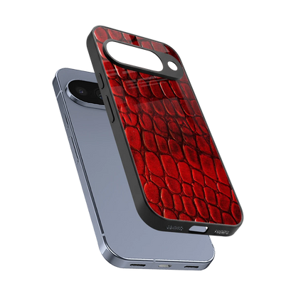 Croco Red sleek google pixel 10 cover with tempered glass back and TPU edges