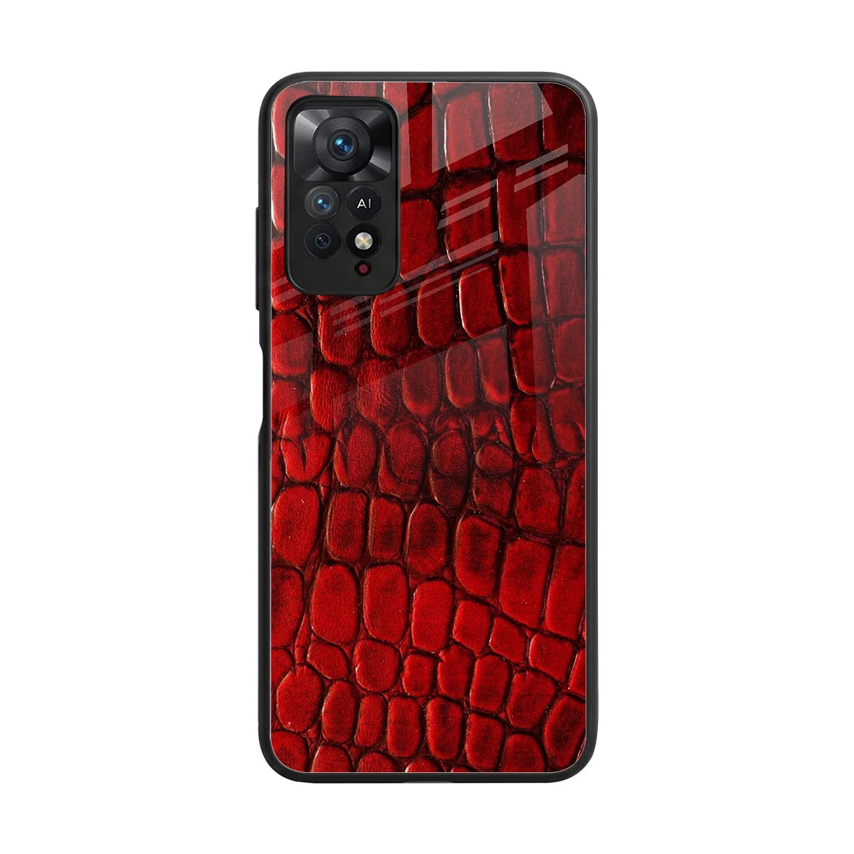 Croco Red back phone cover | glass case for redmi note 11 pro