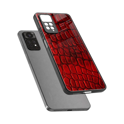 Croco Red sleek redmi note 11 pro cover with tempered glass back and TPU edges