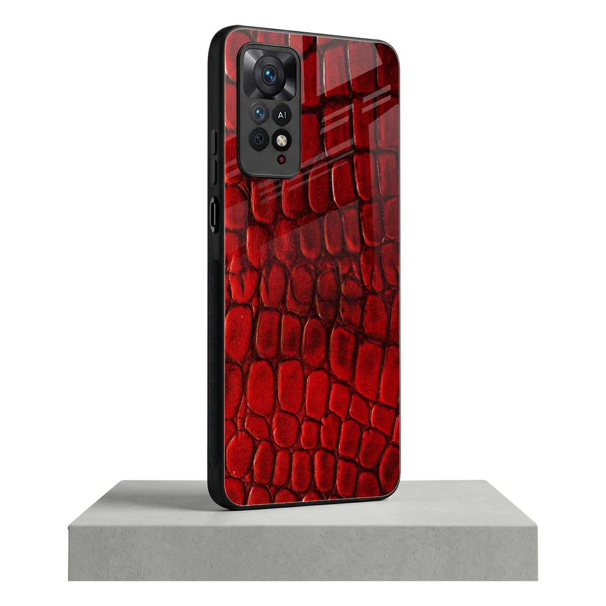 Croco Red redmi note 11 pro mobile cover | shockproof glass phone case