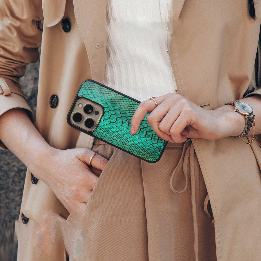 Croco Emerald Phone Case for Iphone 15 Pro | Glass Case