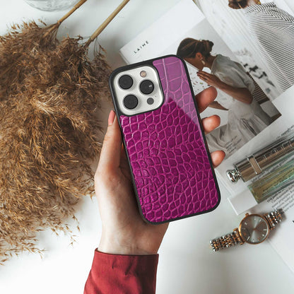Croco Pink Phone Case for Iphone 16 | Glass Case