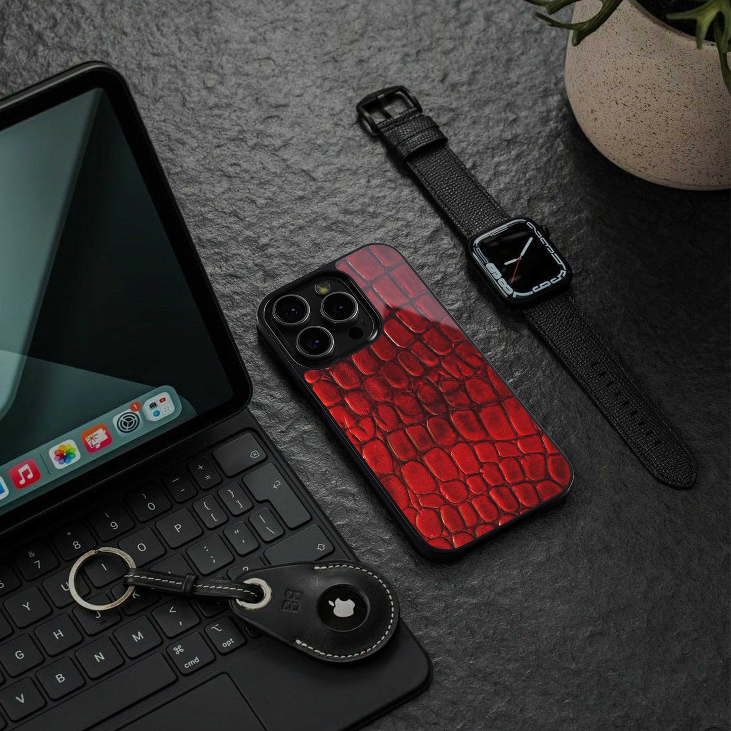 Croco Red Phone Case for Iphone 16 | Glass Case