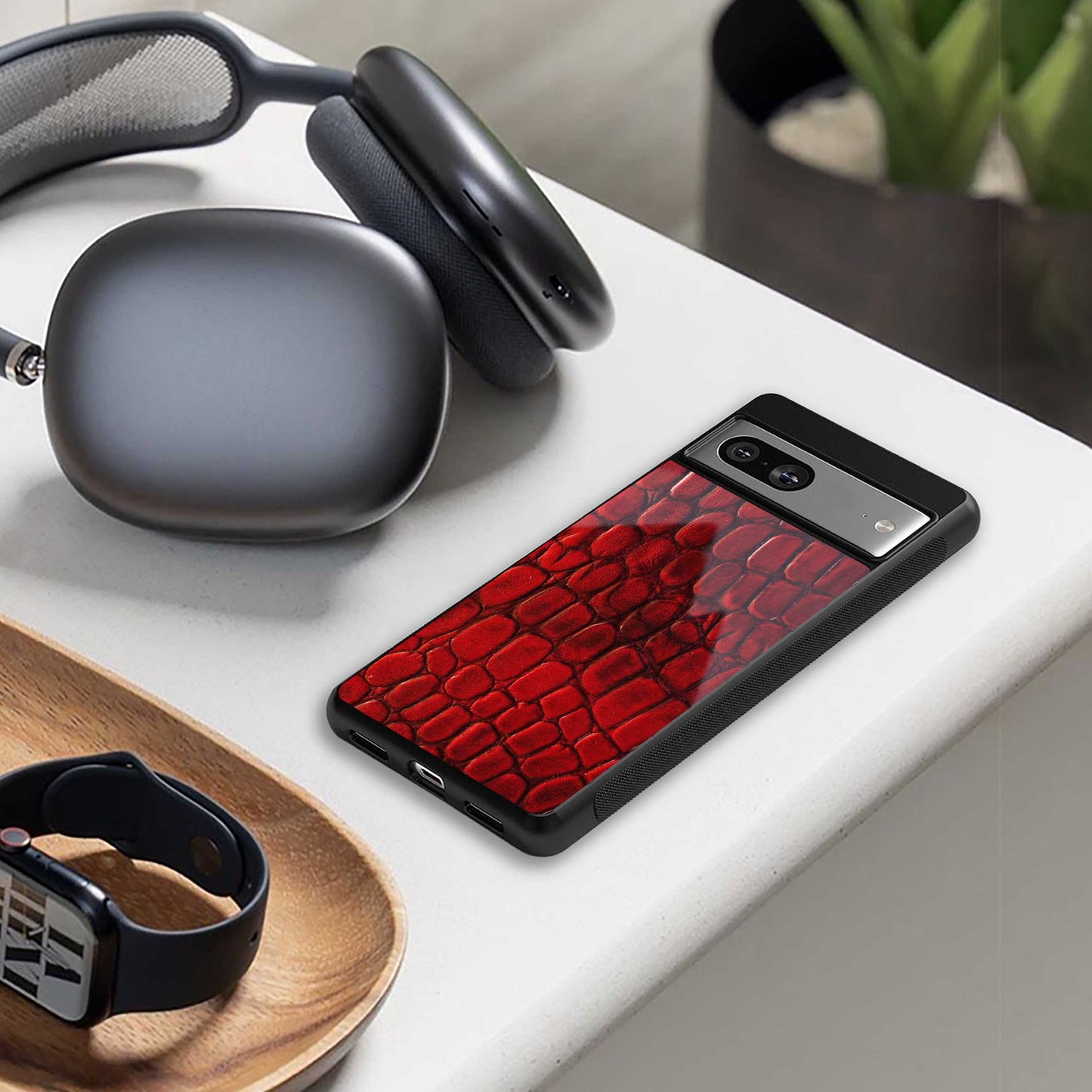 Croco Red Phone Case for Iphone 16 | Glass Case