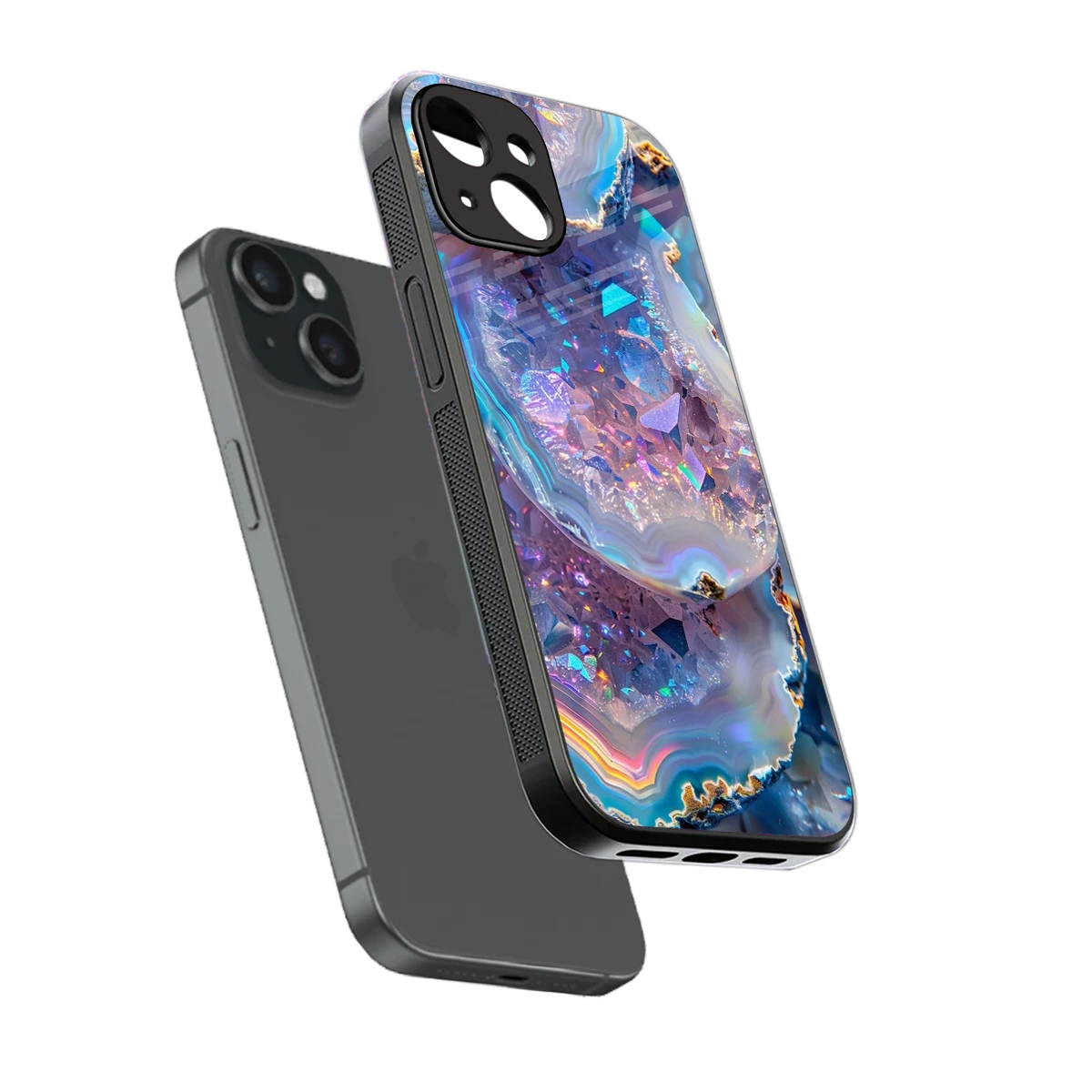 Crystal Veil sleek iphone 14 cover with tempered glass back and TPU edges