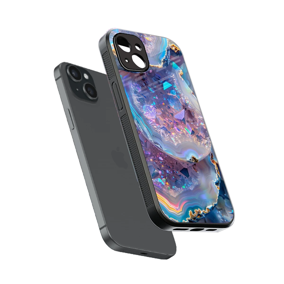 Crystal Veil sleek iphone 14 plus cover with tempered glass back and TPU edges