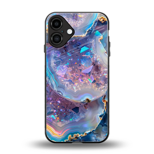 Crystal Veil back phone cover | glass case for iphone 16 plus