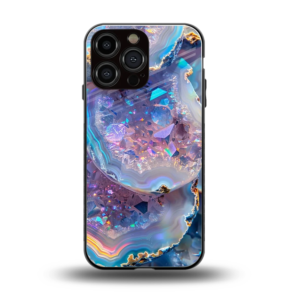 Crystal Veil back phone cover | glass case for iphone 16 pro max