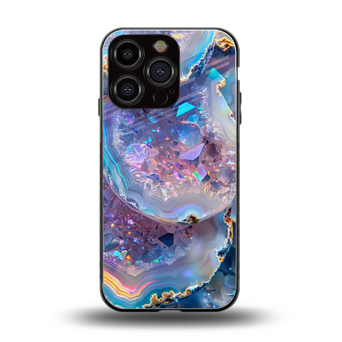 Crystal Veil back phone cover | glass case for iphone 16 pro