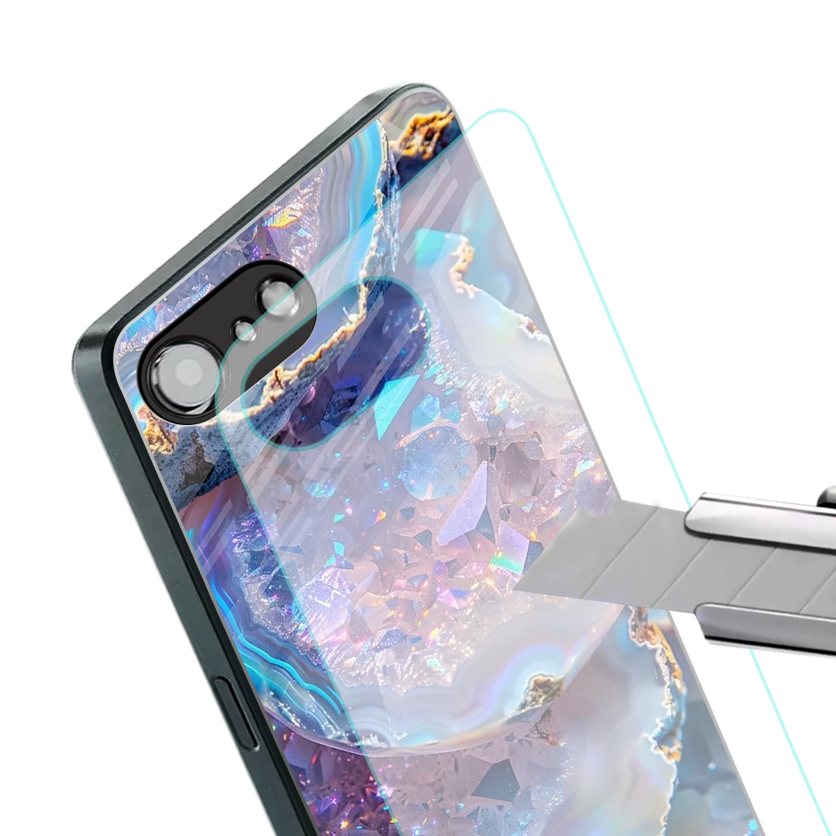 Crystal Veil stylish phone case for iphone 16e | glossy glass and slim fit