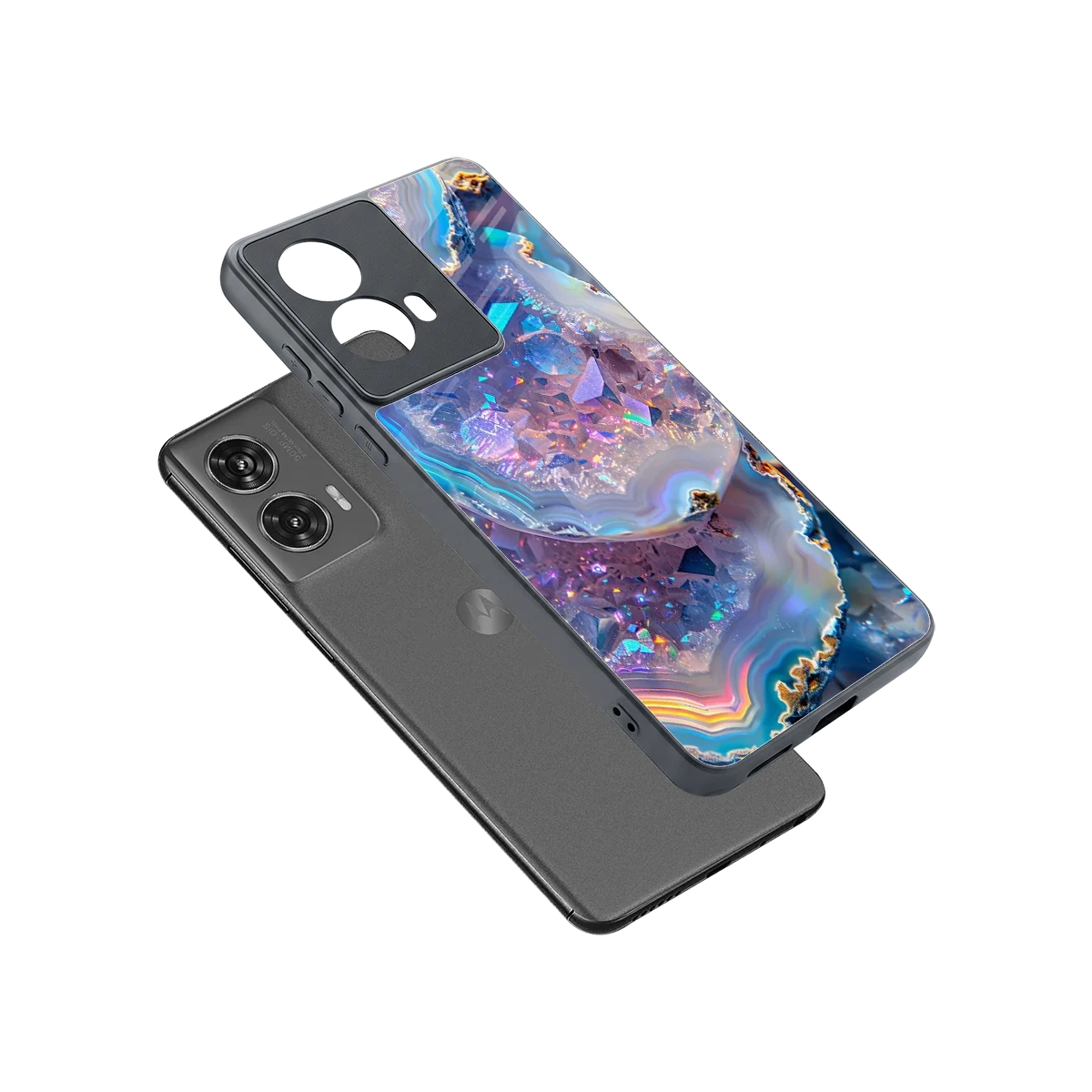Crystal Veil sleek motorola edge 50 fusion cover with tempered glass back and TPU edges