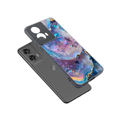 Crystal Veil sleek motorola edge 50 fusion cover with tempered glass back and TPU edges