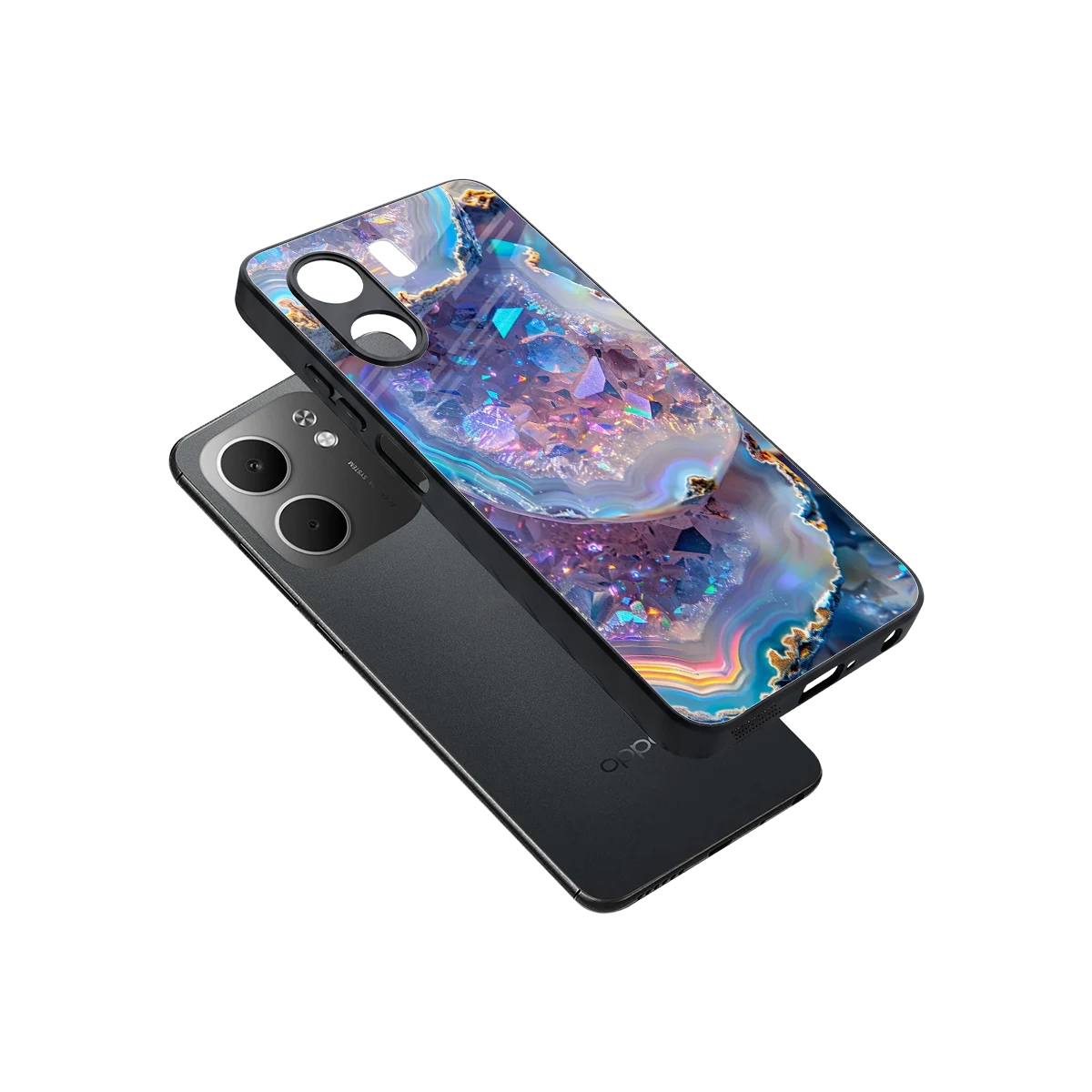 Crystal Veil sleek oppo a5x 5g cover with tempered glass back and TPU edges