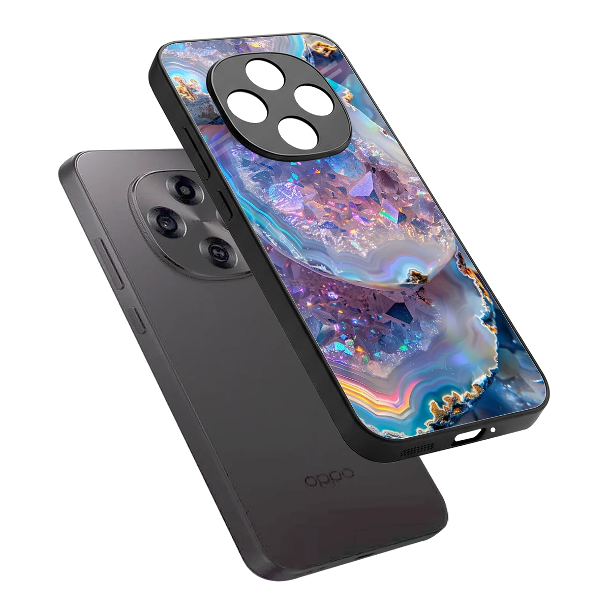 Crystal Veil sleek oppo f31 pro 5g cover with tempered glass back and TPU edges