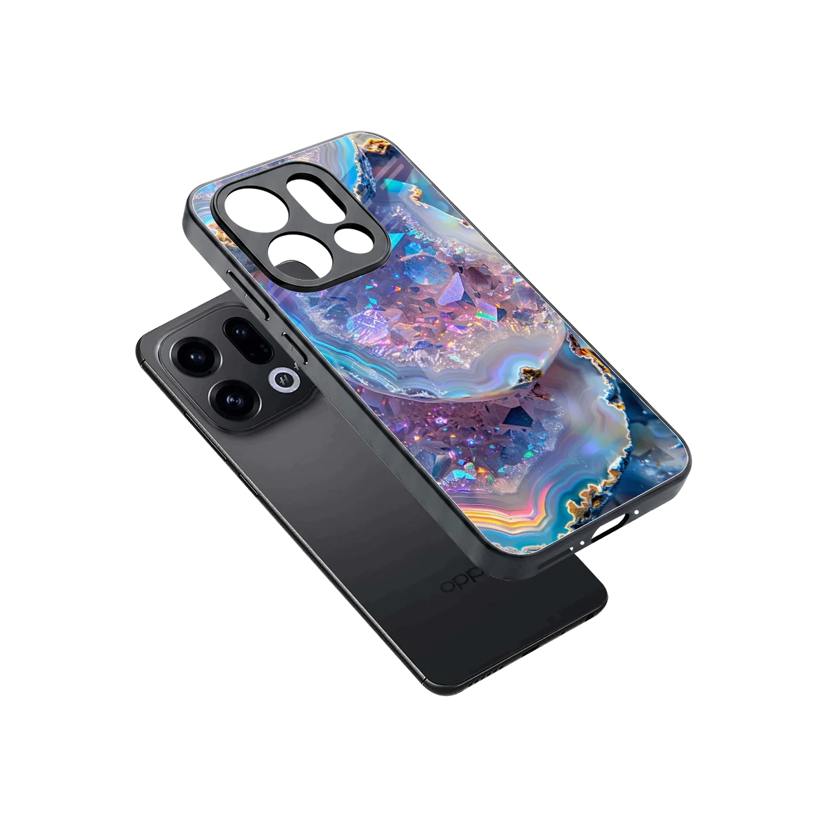 Crystal Veil sleek oppo find x9 cover with tempered glass back and TPU edges