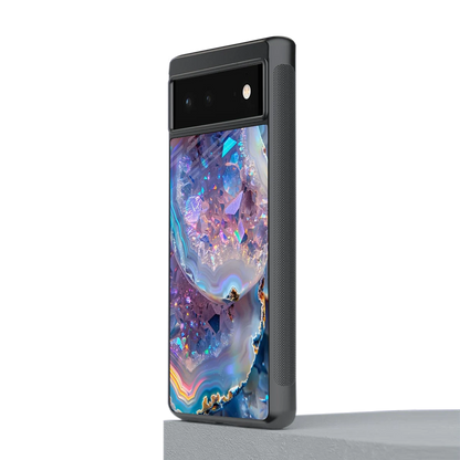 Crystal Veil stylish phone case for google pixel 6a | glossy glass and slim fit