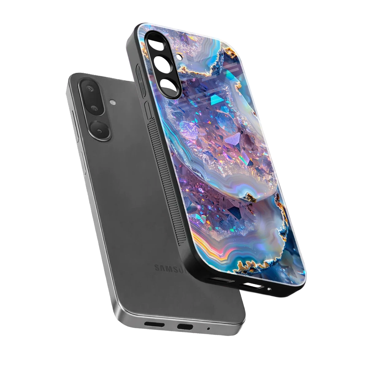 Crystal Veil sleek samsung galaxy m56 5g cover with tempered glass back and TPU edges