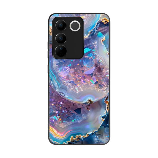 Crystal Veil back phone cover | glass case for vivo v27 5g