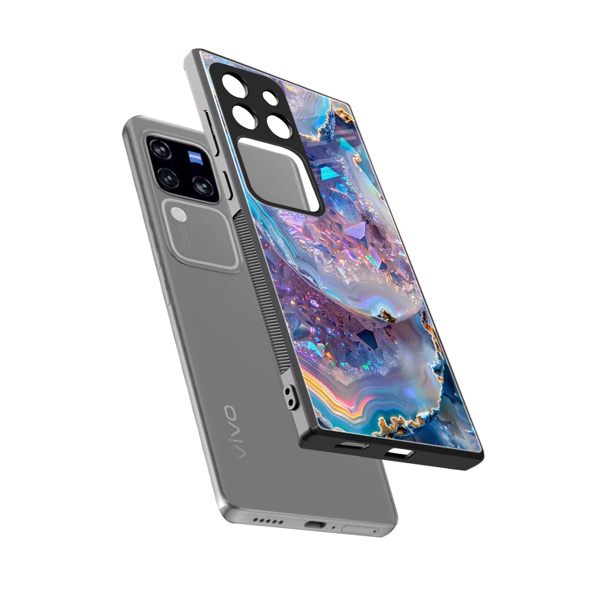 Crystal Veil sleekvivo v30 pro cover with tempered glass back and TPU edges