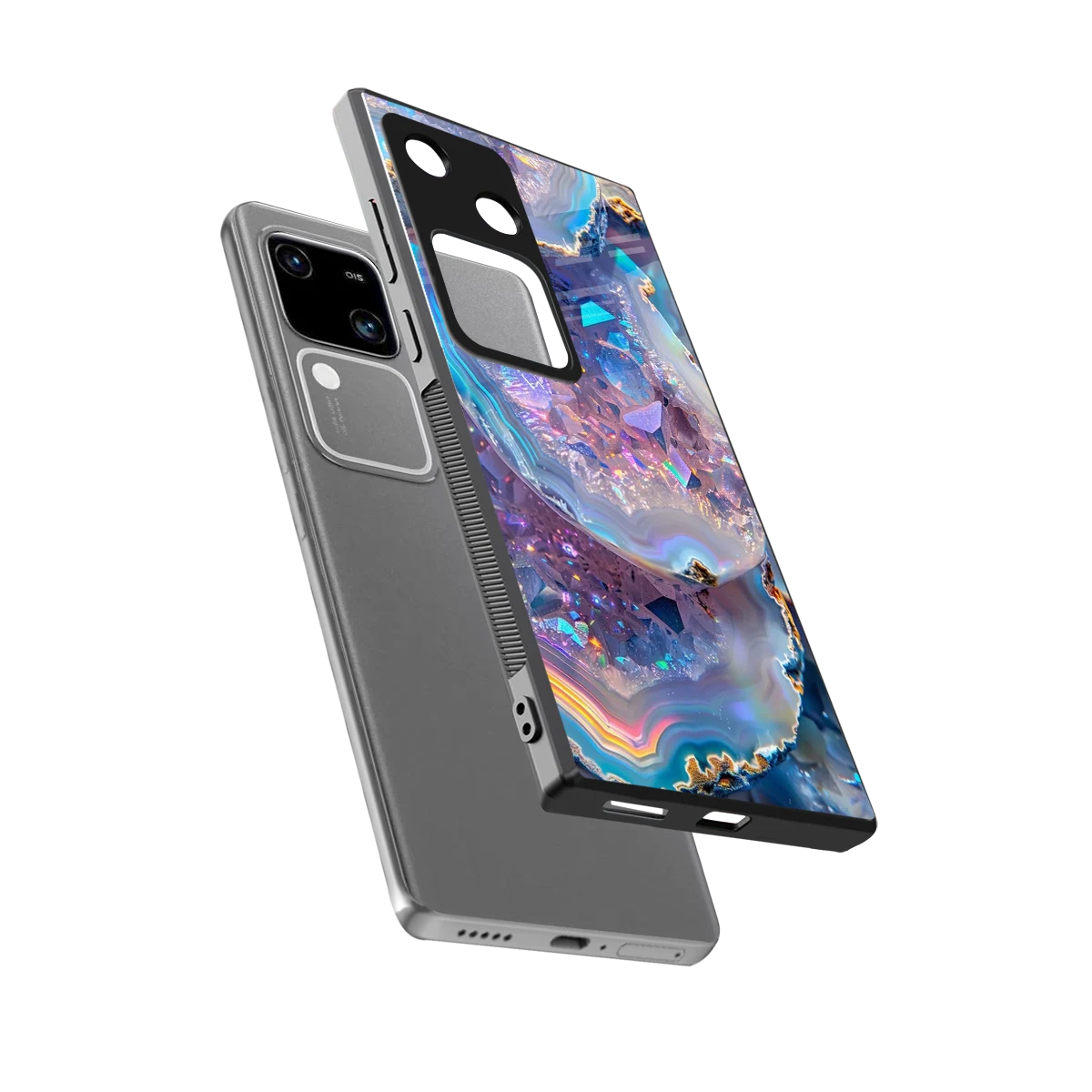 Crystal Veil sleek vivo v30 cover with tempered glass back and TPU edges