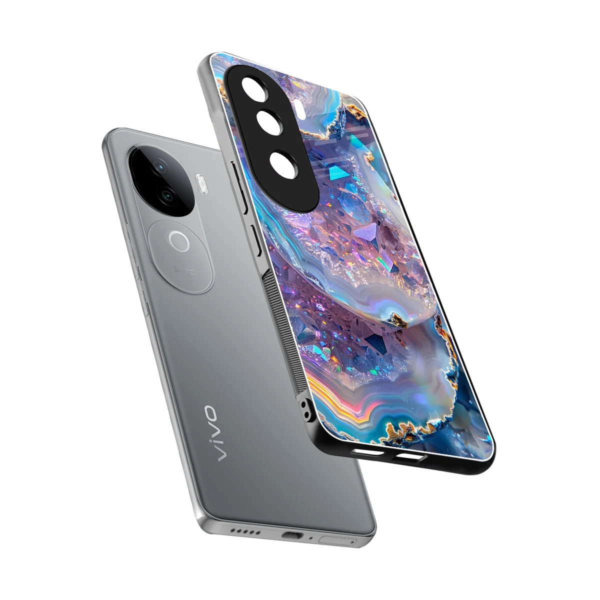 Crystal Veil sleek vivo v40e cover with tempered glass back and TPU edges