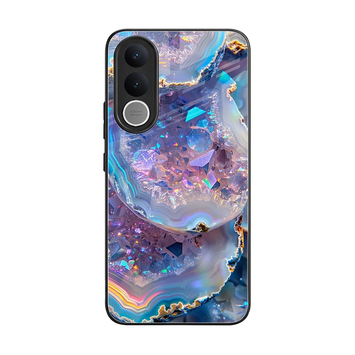 Crystal Veil back phone cover | glass case for vivo v70 fe
