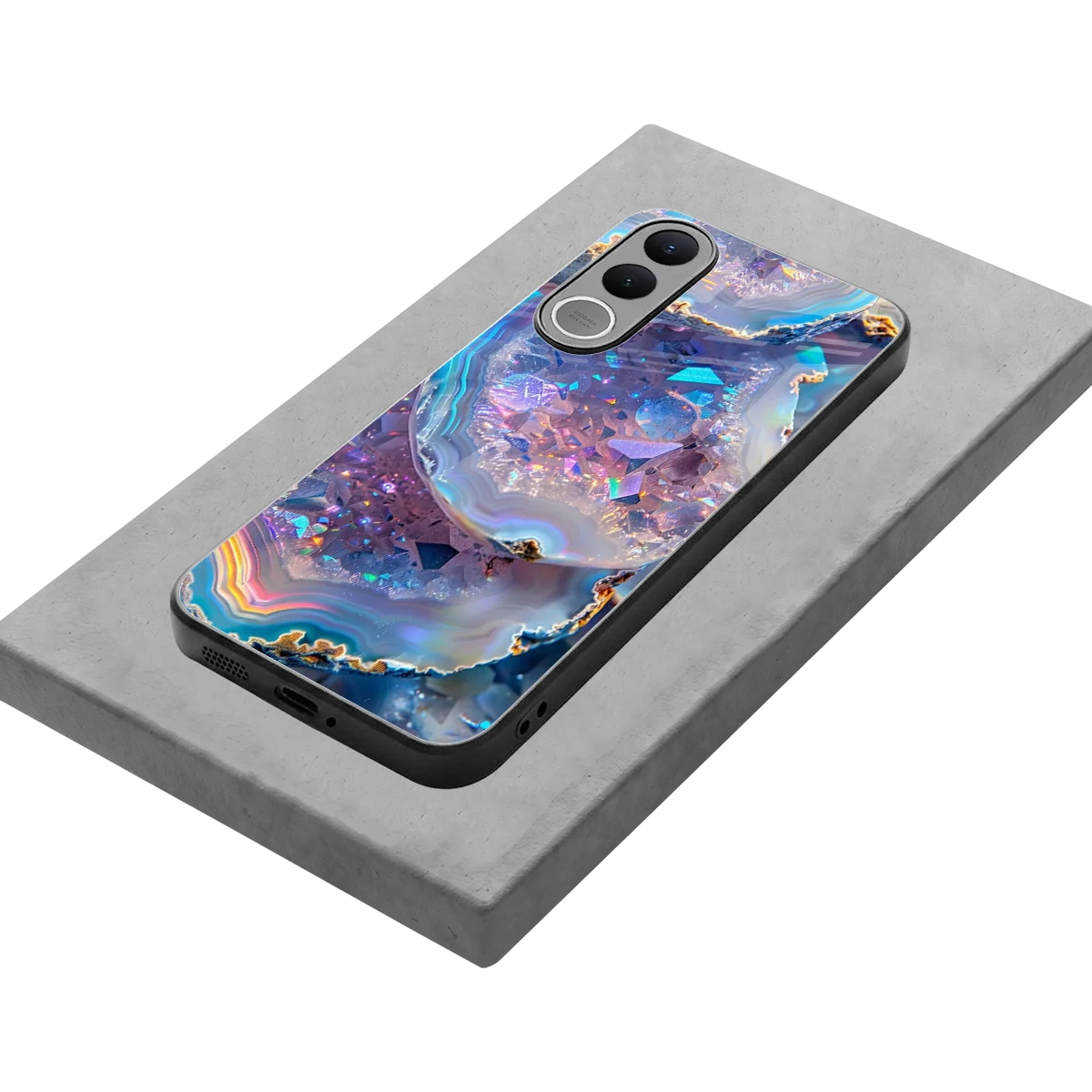 Crystal Veil stylish phone case for vivo v70 fe | glossy glass and slim fit