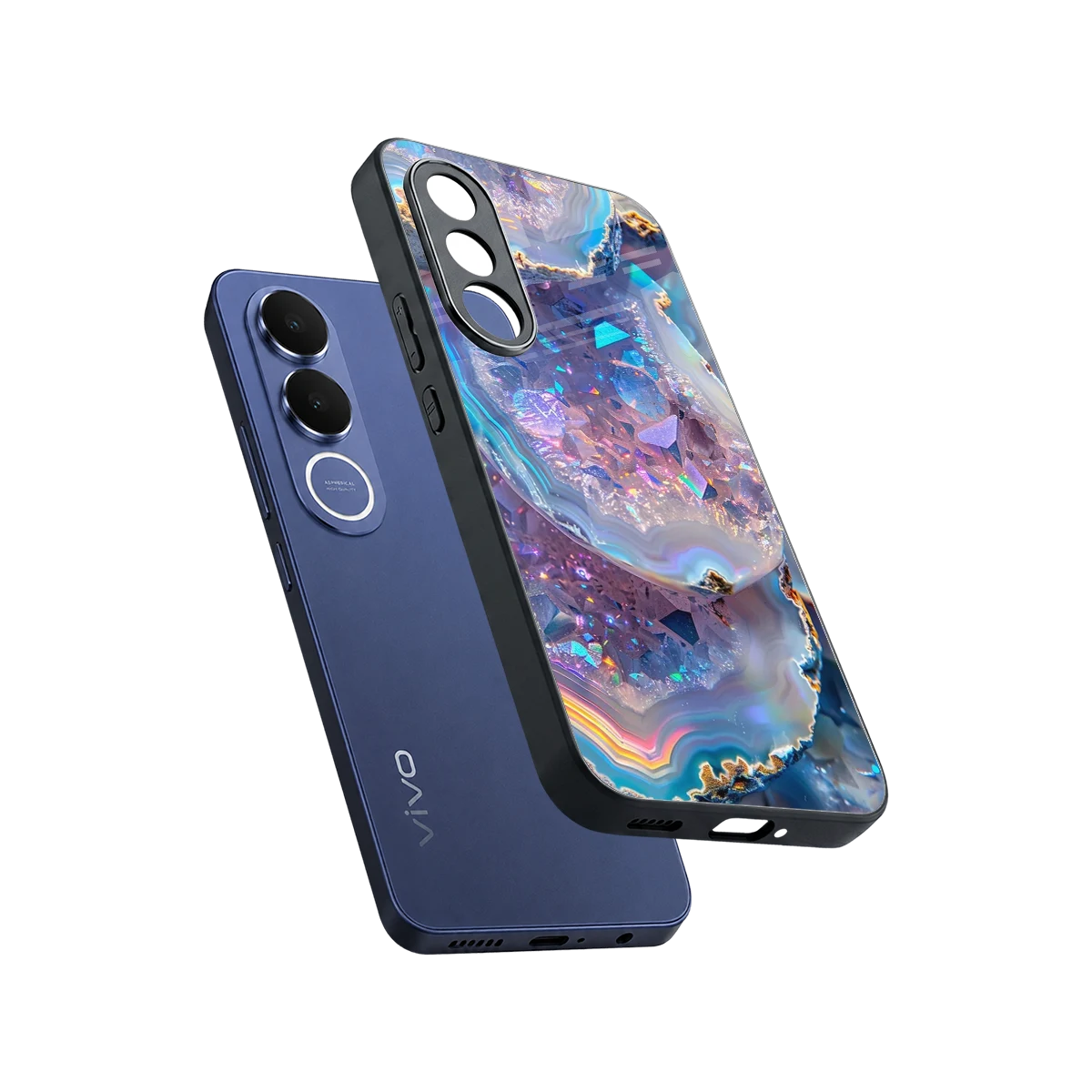 Crystal Veil sleek vivo v70 fe cover with tempered glass back and TPU edges