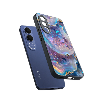 Crystal Veil sleek vivo v70 fe cover with tempered glass back and TPU edges