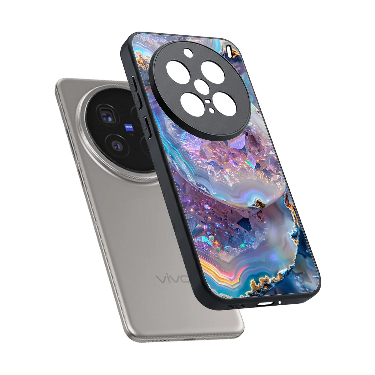 Crystal Veil sleek vivo x200 pro cover with tempered glass back and TPU edges