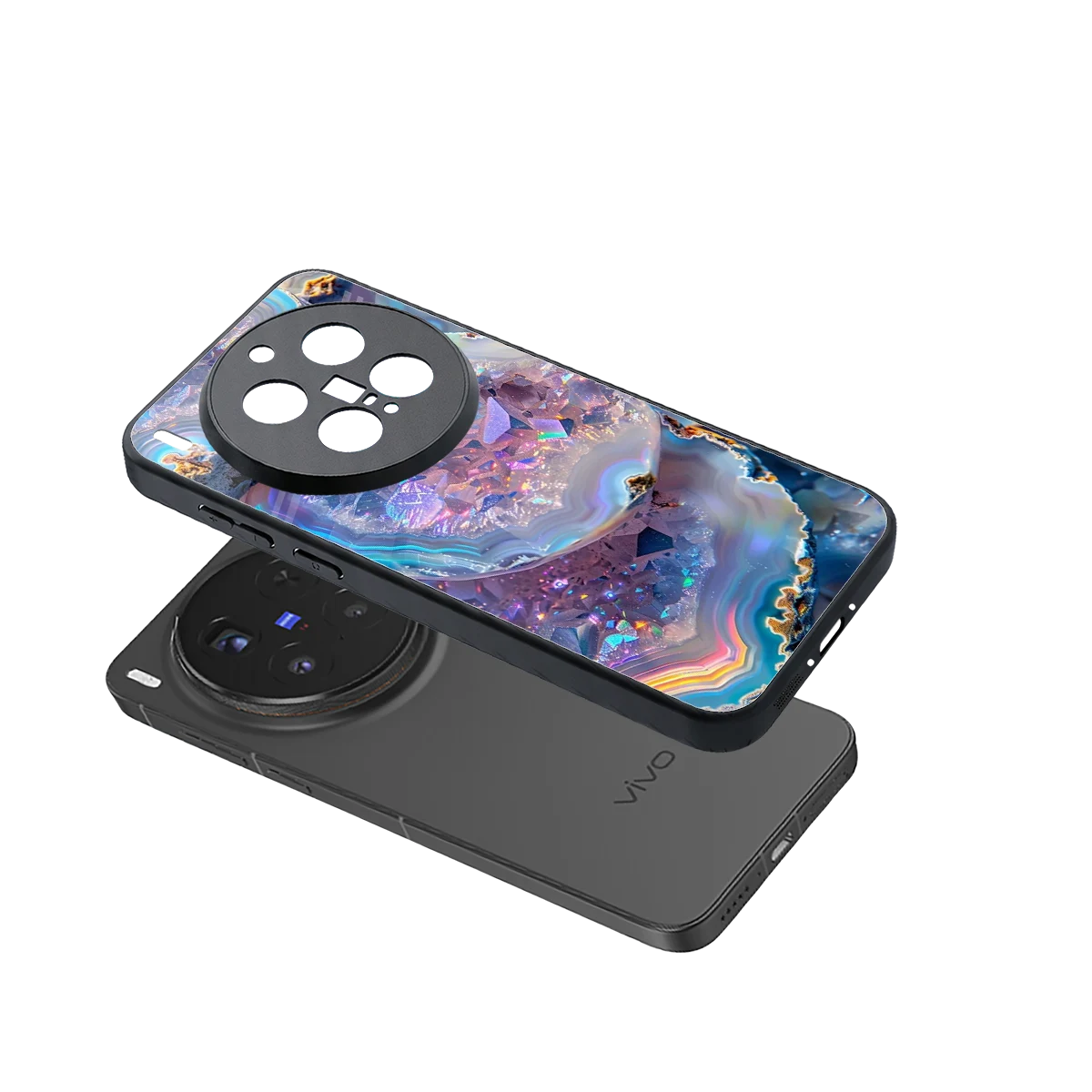 Crystal Veil sleek vivo x300 pro cover with tempered glass back and TPU edges