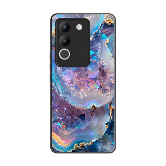 Crystal Veil back phone cover | glass case for vivo y200 5g