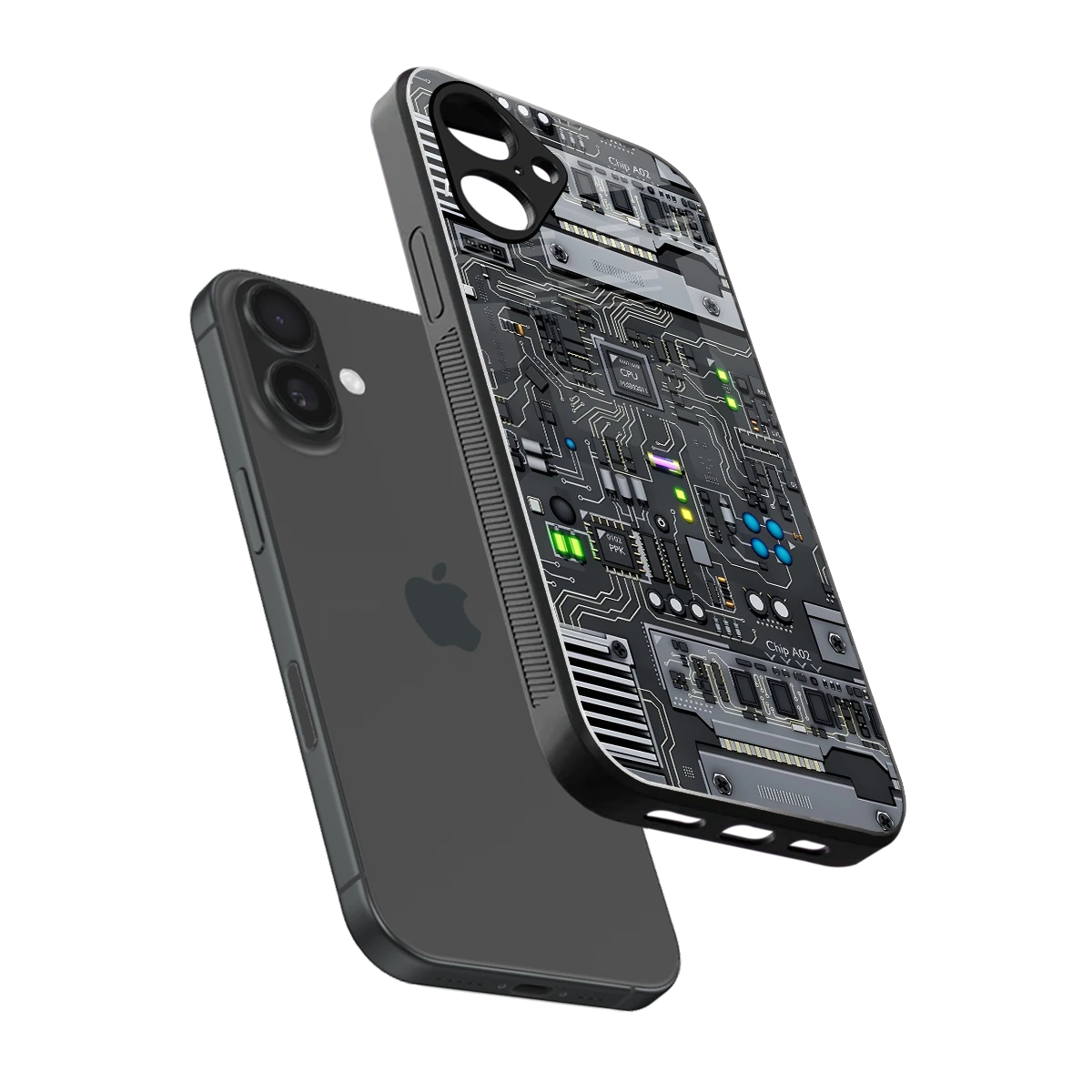 Cybercore sleek iPhone 16 cover with tempered glass back and TPU edges