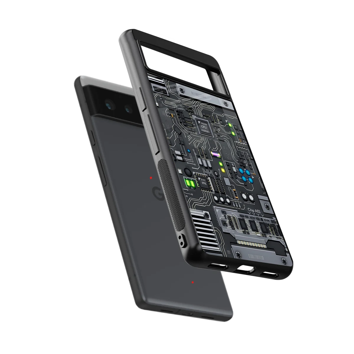 Cybercore sleek google pixel 6a cover with tempered glass back and TPU edges