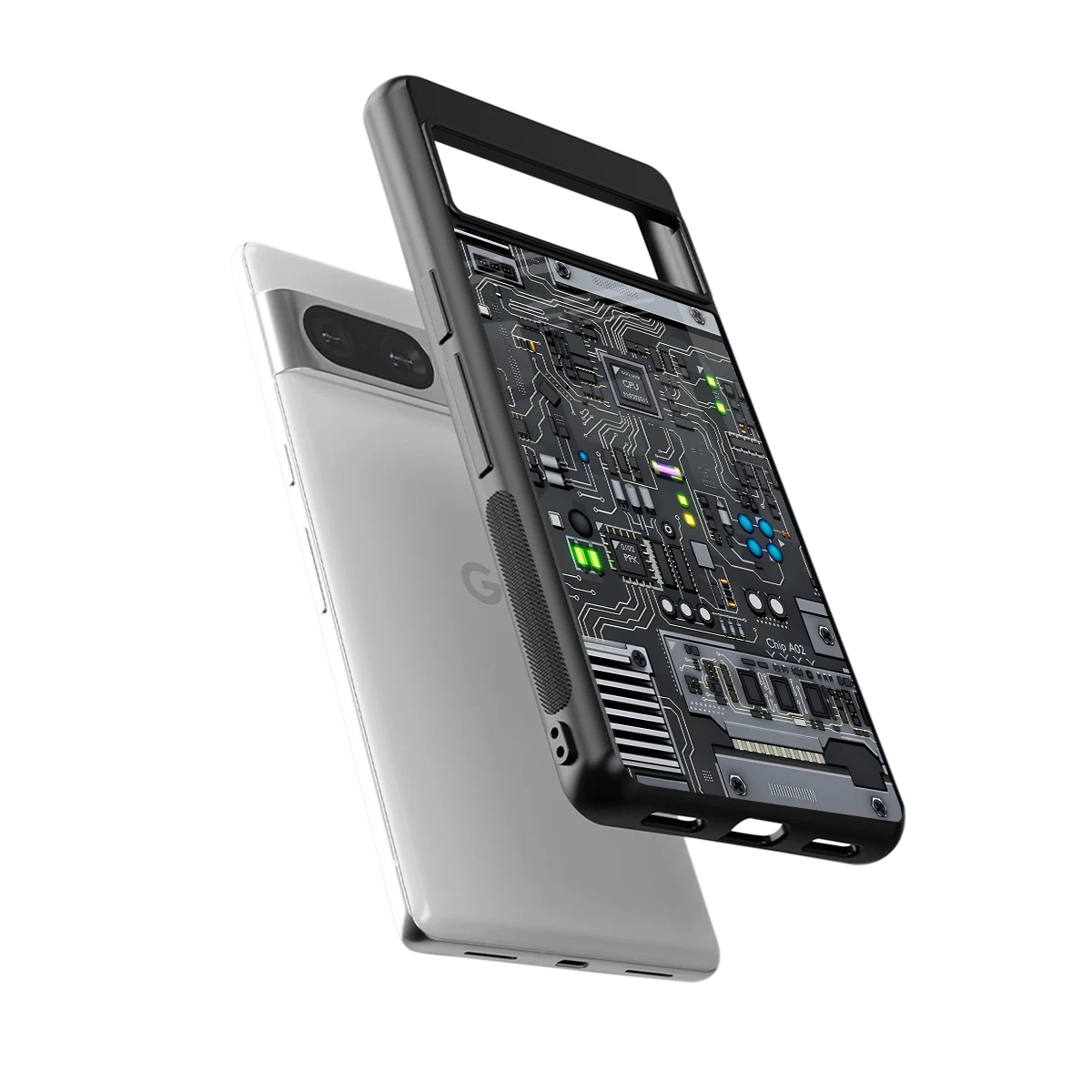 Cybercore sleek google pixel 8 cover with tempered glass back and TPU edges