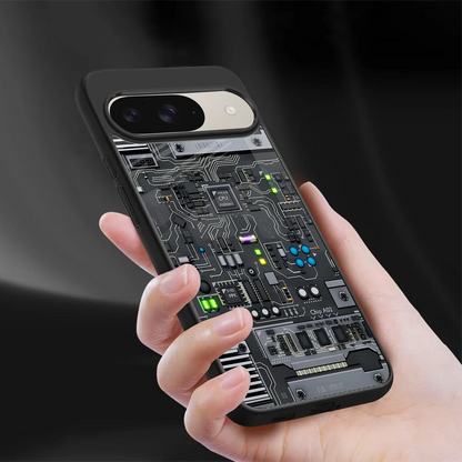 Cybercore sleek google pixel 9 cover with tempered glass back and TPU edges