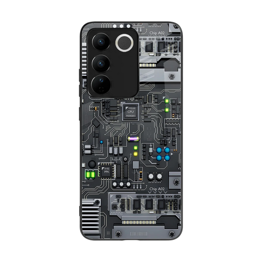 Cybercore back phone cover | glass case for vivo v27 5g