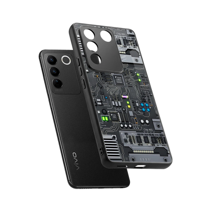 Cybercore sleek vivo v27 5g cover with tempered glass back and TPU edges