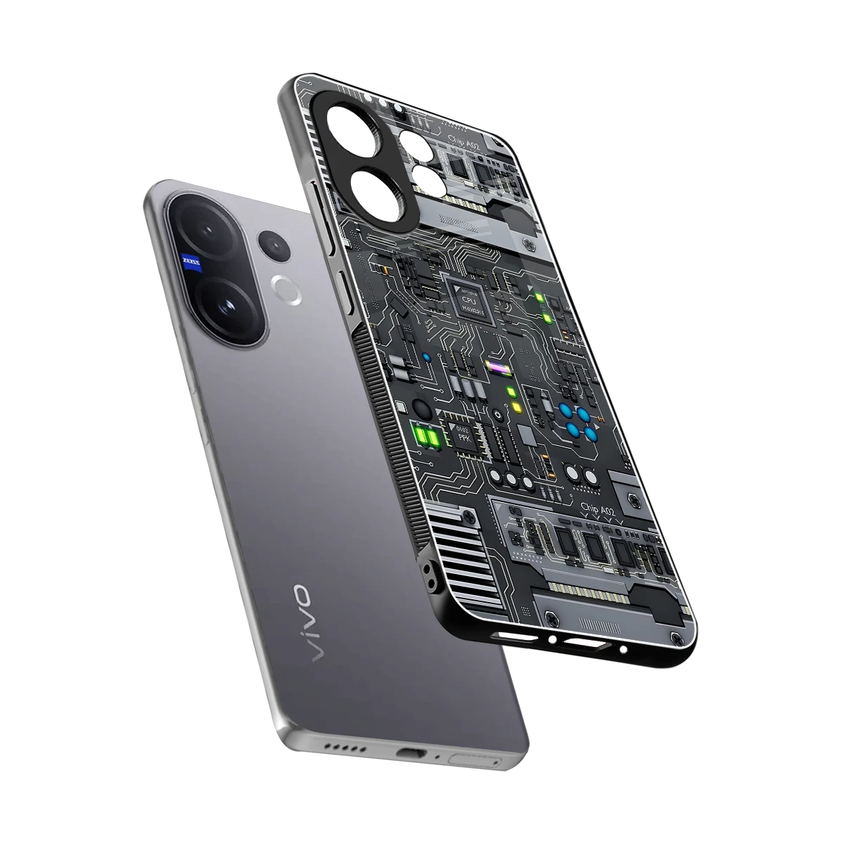 Cybercore sleek vivo v60 cover with tempered glass back and TPU edges