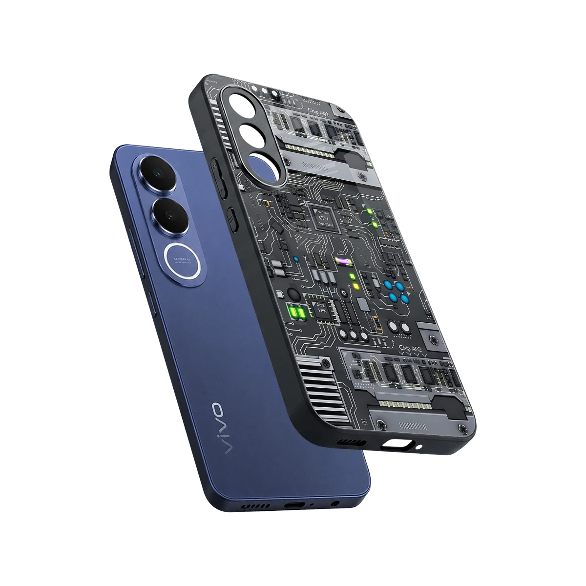 Cybercore sleek vivo v70 fe cover with tempered glass back and TPU edges