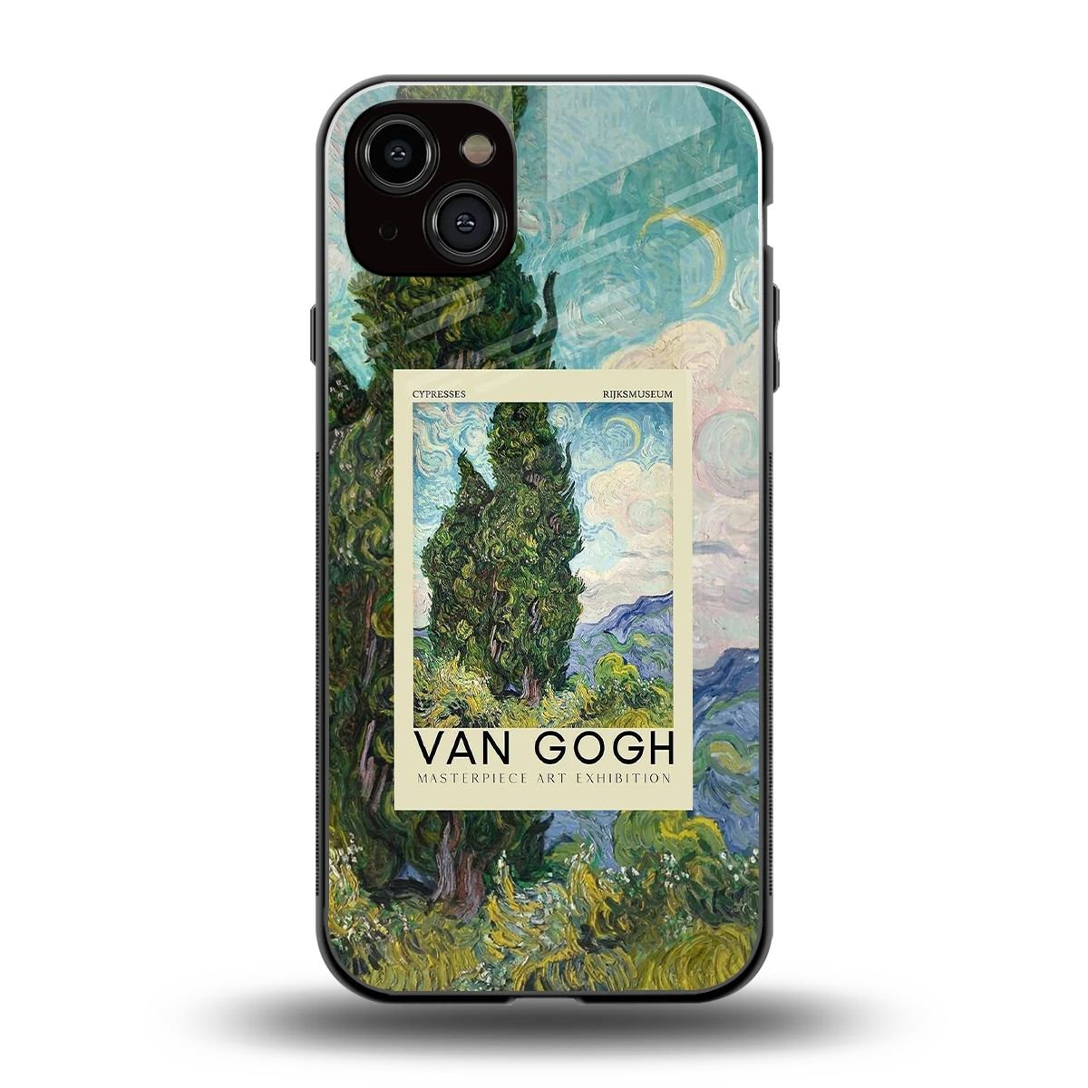 Cypresses back phone cover | glass case for iphone 15 plus