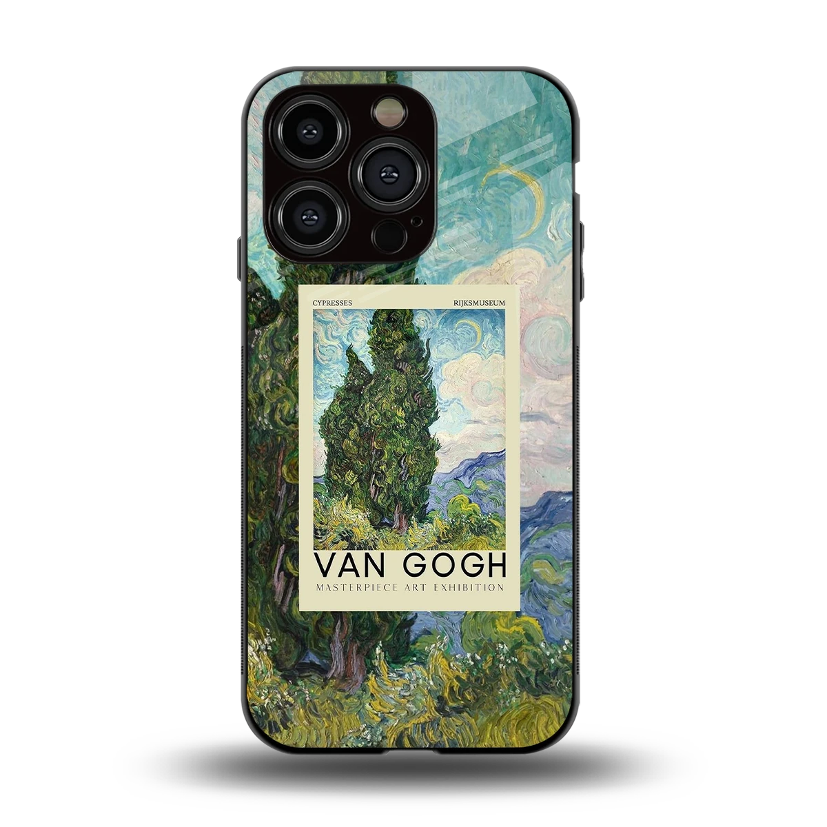 Cypresses back phone cover | glass case for iphone 15 pro