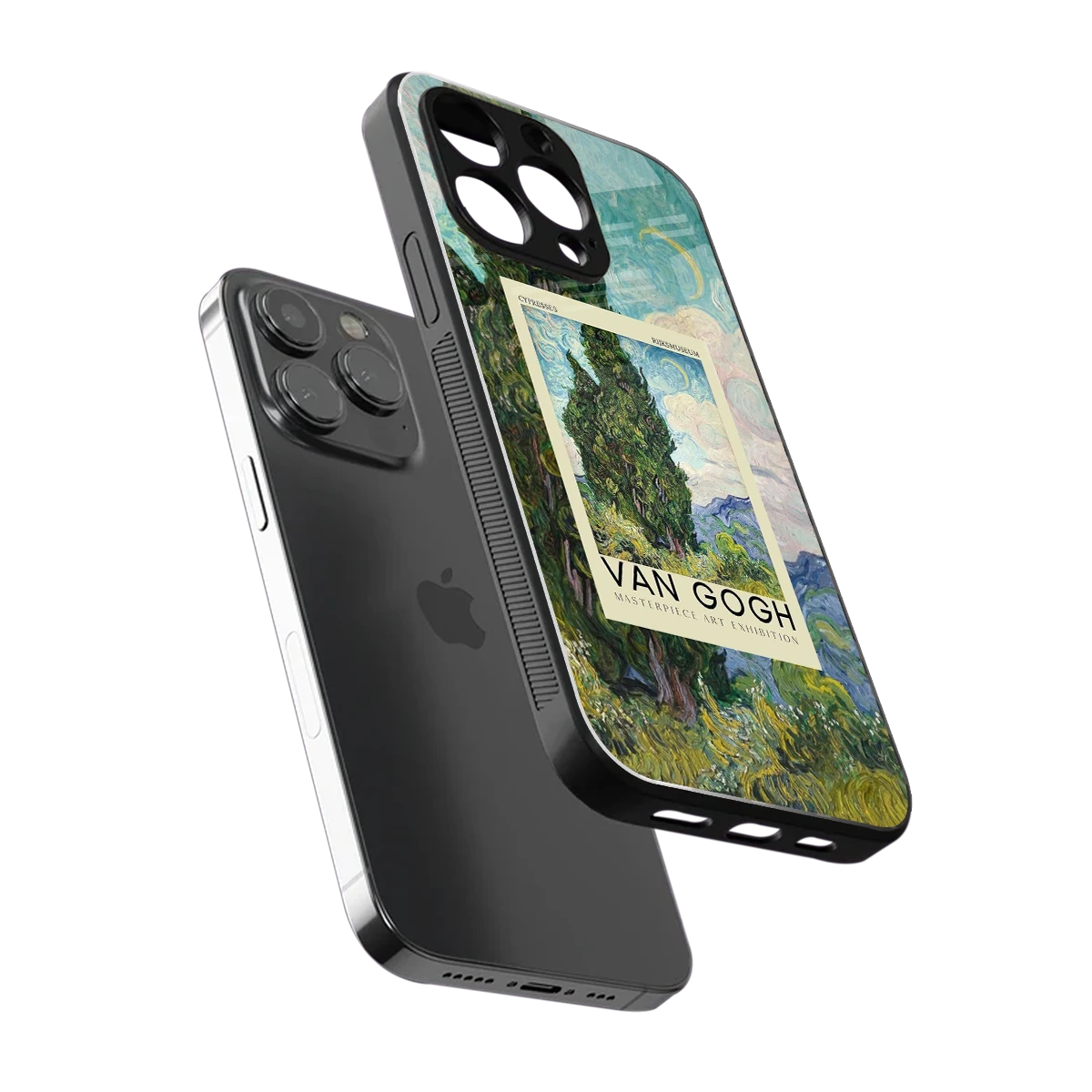 Cypresses sleek iphone 15 pro cover with tempered glass back and TPU edges