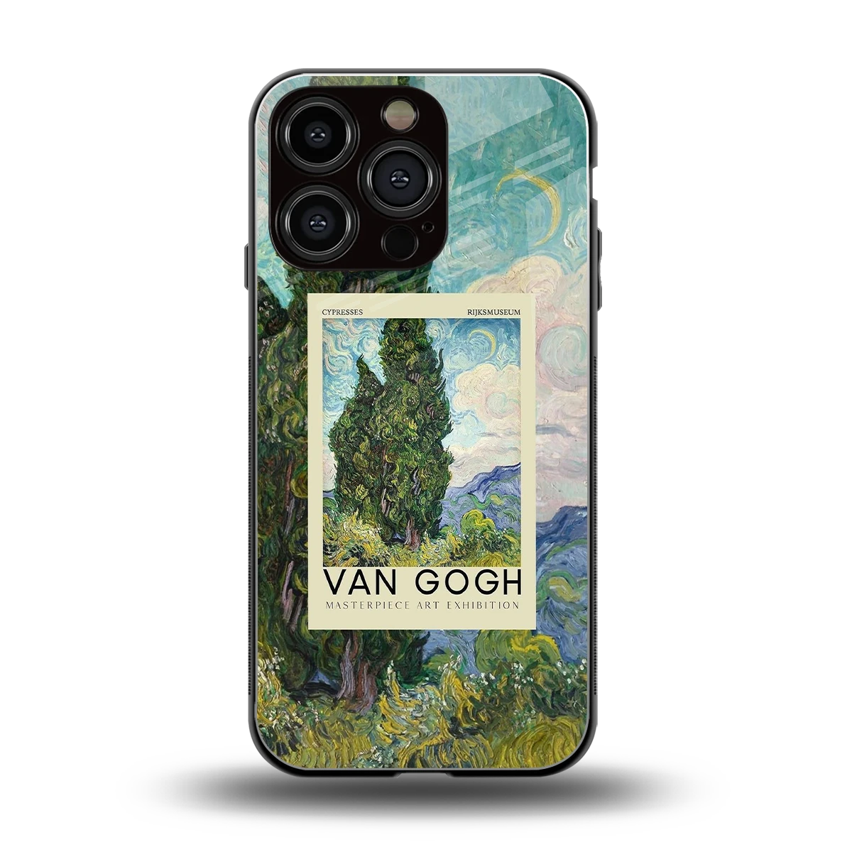 Cypresses back phone cover | glass case for iphone 16 pro