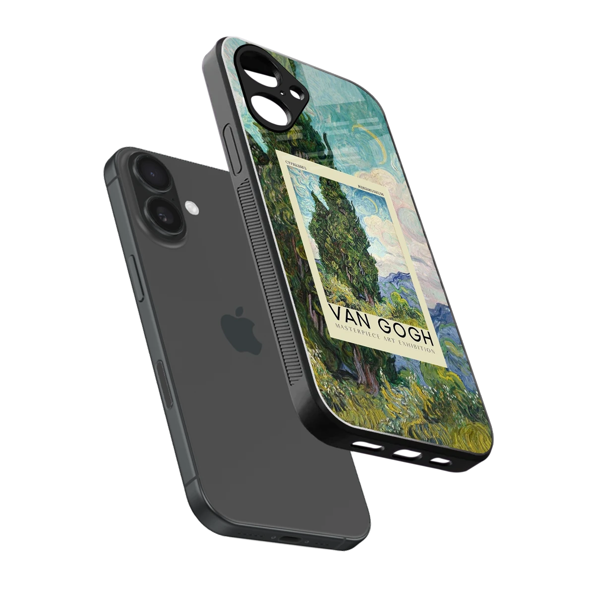 Cypresses sleek iPhone 16 cover with tempered glass back and TPU edges