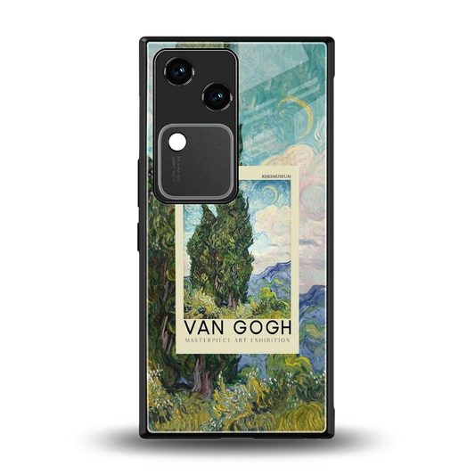 Cypresses back phone cover | glass case for vivo v30